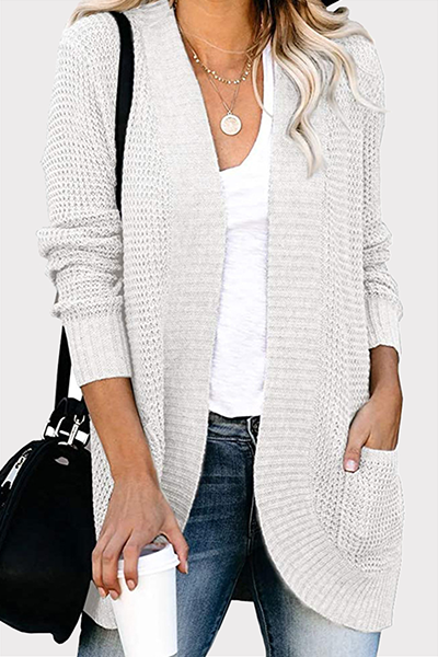 xakxx xakxx-Casual Solid Patchwork Pocket V Neck Tops Sweater(6 Colors)