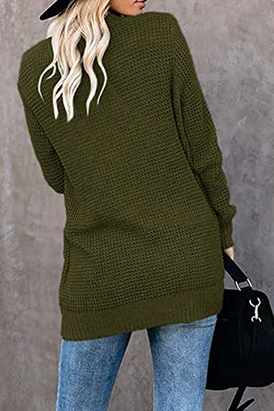 xakxx xakxx-Casual Solid Patchwork Pocket V Neck Tops Sweater(6 Colors)