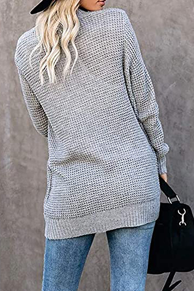 xakxx xakxx-Casual Solid Patchwork Pocket V Neck Tops Sweater(6 Colors)