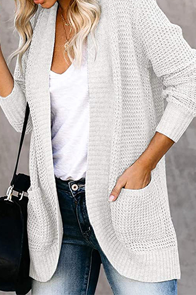 xakxx xakxx-Casual Solid Patchwork Pocket V Neck Tops Sweater(6 Colors)