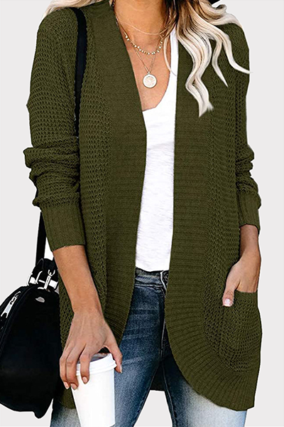 xakxx xakxx-Casual Solid Patchwork Pocket V Neck Tops Sweater(6 Colors)