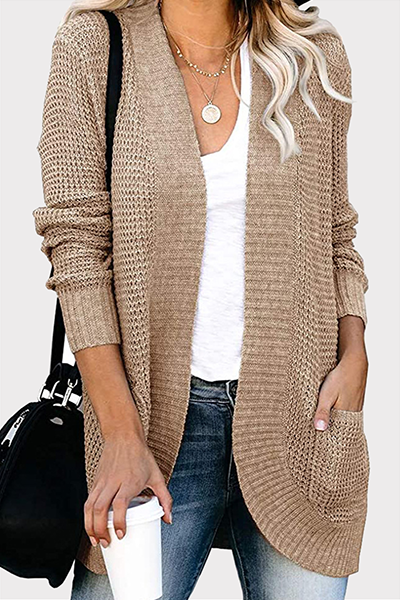 xakxx xakxx-Casual Solid Patchwork Pocket V Neck Tops Sweater(6 Colors)