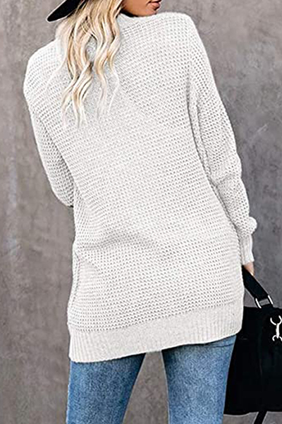 xakxx xakxx-Casual Solid Patchwork Pocket V Neck Tops Sweater(6 Colors)