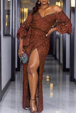 Sexy Solid Patchwork V Neck Evening Dress Dresses