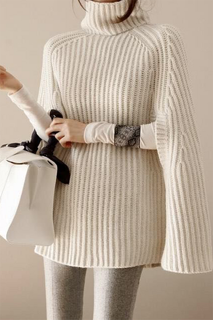 xakxx xakxx-Casual Street Solid Patchwork Turtleneck Tops Sweater (Without Belt)(4 Colors)