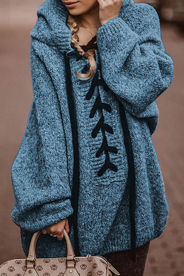 xakxx xakxx-Casual Patchwork Patchwork Cross Straps Hooded Collar Sweaters(4 Colors)