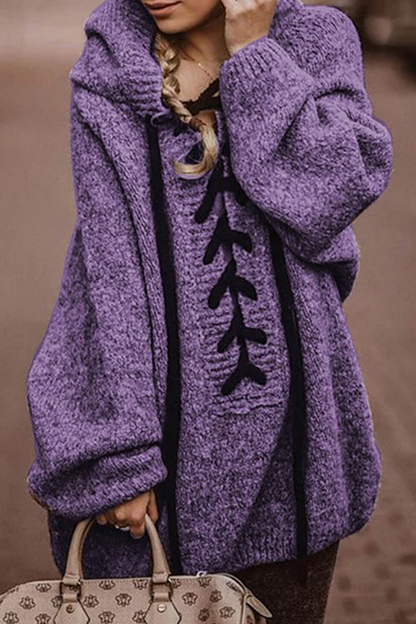xakxx xakxx-Casual Patchwork Patchwork Cross Straps Hooded Collar Sweaters(4 Colors)