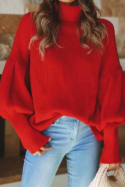 xakxx xakxx-Casual Solid Patchwork Turtleneck Tops Sweater(3 Colors)