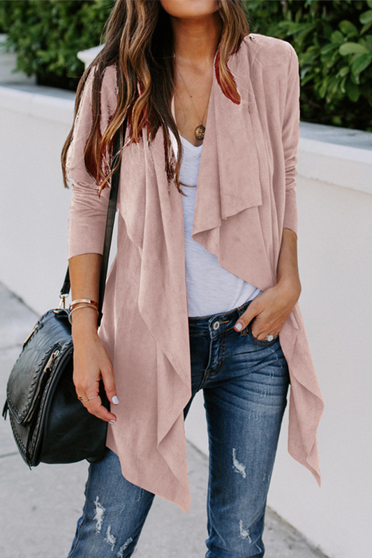 xakxx xakxx-Fashion Solid Patchwork Cardigan Collar Outerwear