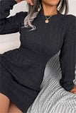 Fashion Casual Solid Patchwork O Neck Long Sleeve Dresses(3 Colors)