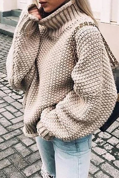 xakxx xakxx-Fashion Casual Solid Patchwork Turtleneck Sweaters(14 Colors)