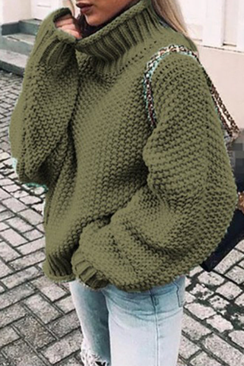 xakxx xakxx-Fashion Casual Solid Patchwork Turtleneck Sweaters(14 Colors)