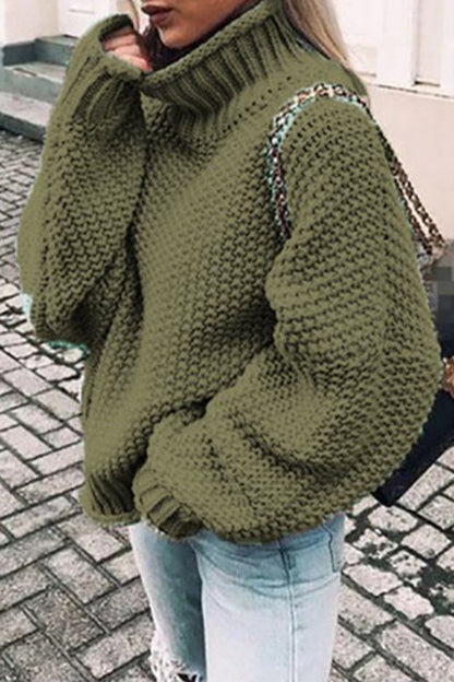 xakxx xakxx-Fashion Casual Solid Patchwork Turtleneck Sweaters(14 Colors)