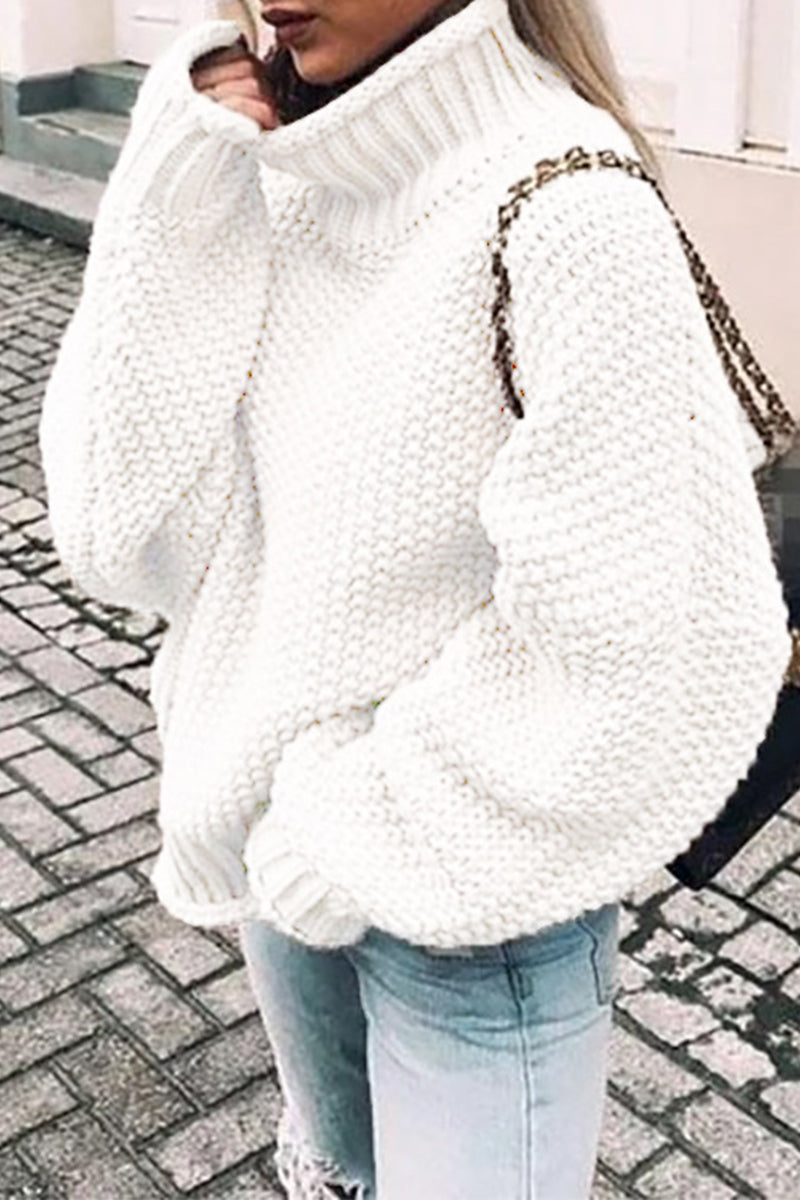 xakxx xakxx-Fashion Casual Solid Patchwork Turtleneck Sweaters(14 Colors)