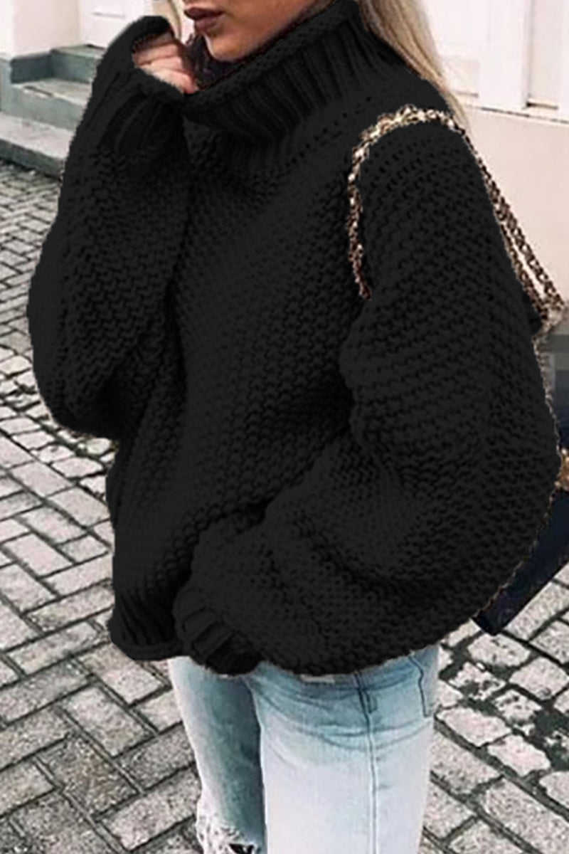 xakxx xakxx-Fashion Casual Solid Patchwork Turtleneck Sweaters(14 Colors)