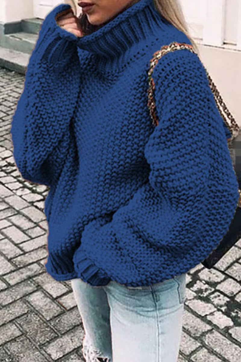 xakxx xakxx-Fashion Casual Solid Patchwork Turtleneck Sweaters(14 Colors)