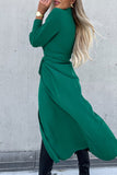 Fashion Solid Frenulum V Neck Irregular Dress Dresses(4 Colors)