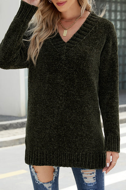 xakxx xakxx-Solid Solid Color V Neck Tops
