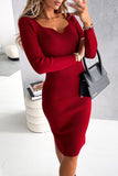 Sweet Elegant Square Collar Pencil Skirt Dresses(3 Colors)
