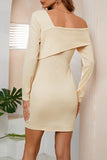 Sweet Elegant Asymmetrical Collar Pencil Skirt Dresses(4 Colors)