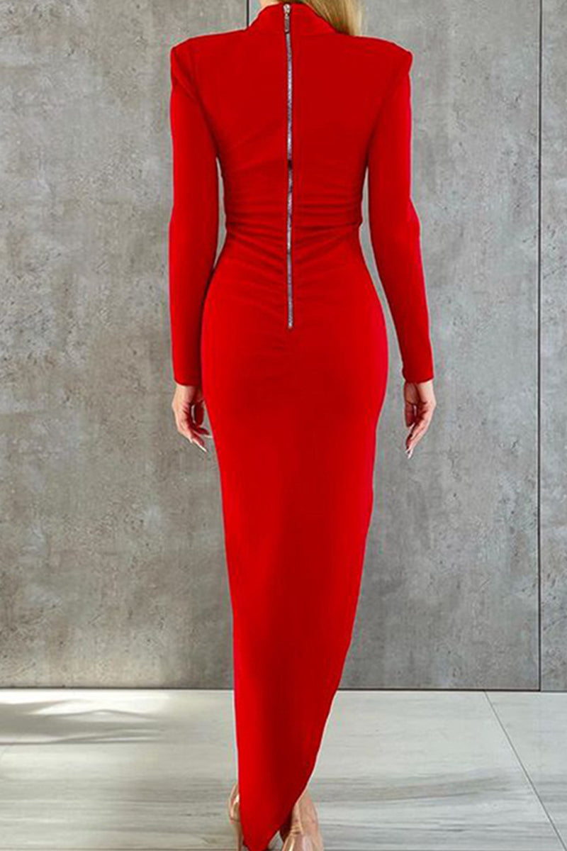 Celebrities Elegant  Asymmetrical Zipper Half A Turtleneck One Step Skirt Dresses