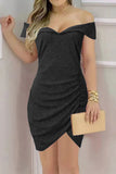 Solid Fold V Neck Pleated Dresses(4 Colors)