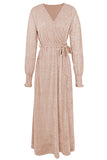 Elegant Formal Solid With Belt V Neck A Line Dresses(5 Colors)