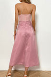 Celebrities Elegant Solid Patchwork Strapless Irregular Dress Dresses