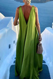 Elegant Vacation Solid Solid Color V Neck A Line Dresses(3 Colors)