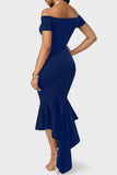 Celebrities Elegant Solid V Neck One Step Skirt Dresses(3 Colors)