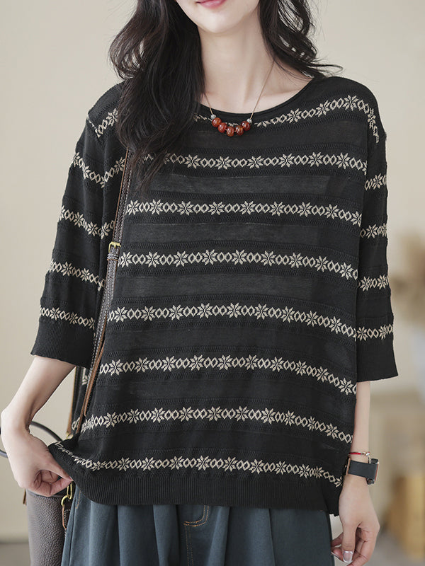 xakxx Half Sleeves Loose Printed Round-Neck T-Shirts Tops