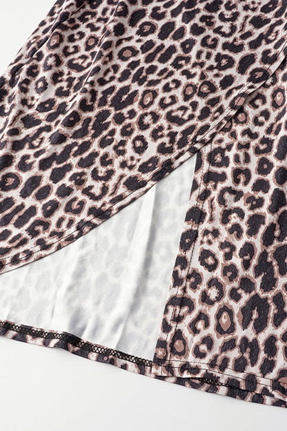 Sexy Street Animal Print Patchwork Frenulum Off the Shoulder Printed Dress Dresses(4 Colors)