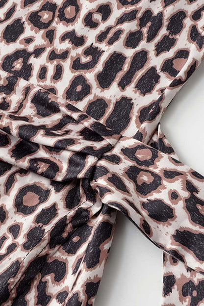 Sexy Street Animal Print Patchwork Frenulum Off the Shoulder Printed Dress Dresses(4 Colors)
