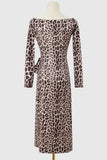 Sexy Street Animal Print Patchwork Frenulum Off the Shoulder Printed Dress Dresses(4 Colors)