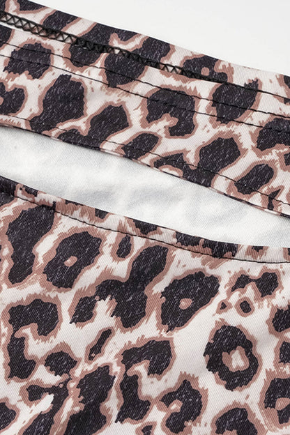 Sexy Street Animal Print Patchwork Frenulum Off the Shoulder Printed Dress Dresses(4 Colors)