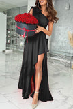 Elegant Formal Solid Backless Oblique Collar Evening Dress Dresses(3 Colors)