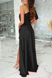 Elegant Formal Solid Backless Oblique Collar Evening Dress Dresses(3 Colors)