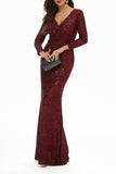 Celebrities Elegant Solid Sequins V Neck Evening Dress Dresses