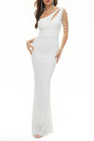 Celebrities Elegant Solid Sequins Oblique Collar Evening Dress Dresses(6 Colors)