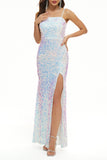 Celebrities Elegant Gradual Change Patchwork Slit Square Collar Evening Dress Dresses(4 Colors)