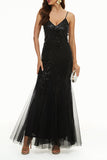 Sexy Formal Solid Patchwork V Neck Evening Dress Dresses(4 Colors)