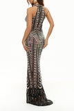 Celebrities Elegant Patchwork Contrast Halter Evening Dress Dresses(4 Colors)