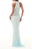 Celebrities Elegant Patchwork Contrast Halter Evening Dress Dresses(4 Colors)