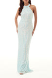 Celebrities Elegant Patchwork Contrast Halter Evening Dress Dresses(4 Colors)