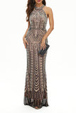Celebrities Elegant Patchwork Contrast Halter Evening Dress Dresses(4 Colors)