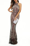 Celebrities Elegant Patchwork Contrast Halter Evening Dress Dresses(4 Colors)