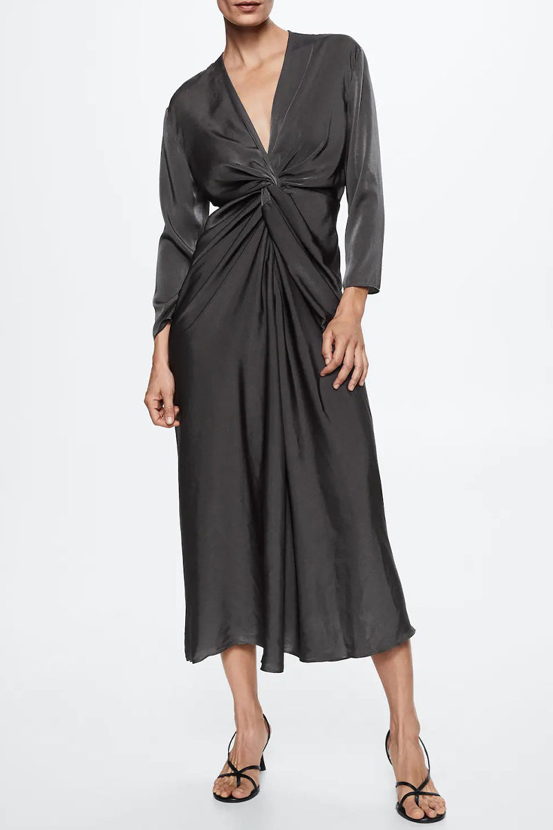 Elegant College Solid Asymmetrical V Neck Waist Skirt Dresses