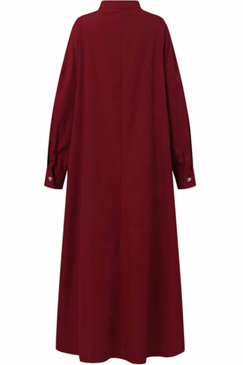 Street Solid Mandarin Collar Shirt Dress Dresses(3 Colors)
