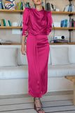 Celebrities Elegant Solid Slit Scarf Collar A Line Dresses