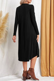Casual Simplicity Solid Pocket O Neck Long Sleeve Dresses(6 Colors)